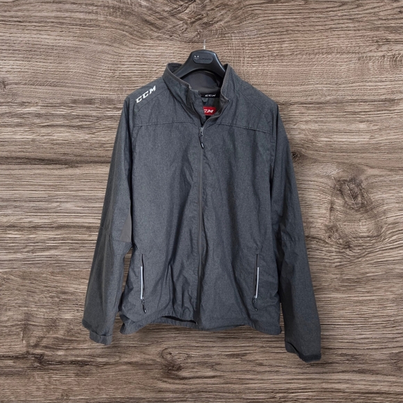 CCM Mens Gray Windbreaker Lightweight Stand-Up Collar Size XL - Picture 1 of 9